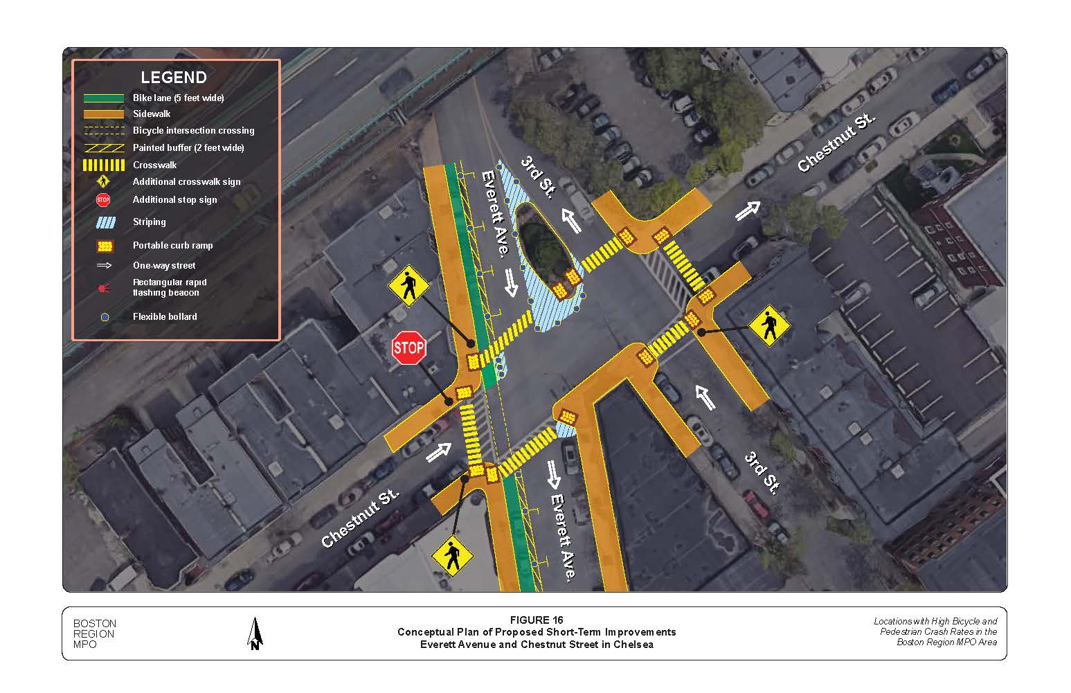 Figure 16
Conceptual Plan of Proposed Short-Term Improvements
Everett Avenue and Chestnut Street in Chelsea